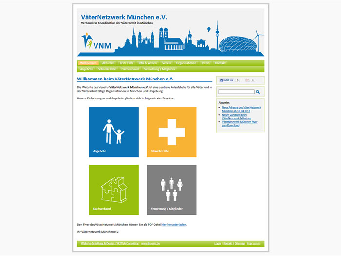 Website des VäterNetzwerk München e.V. Screenshot der Website des VäterNetzwerk München e.V.